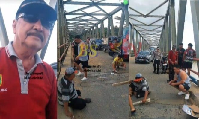 
 Pangeran Aji Nigrat Turun Tangan: Pemuda dan Tokoh Adat Gunung Tabur ‘Keroyok’ Lubang Jembatan Demi Nyawa Pengendara