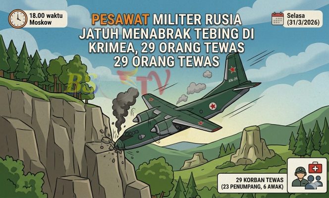 
 Pesawat Militer Rusia Jatuh Menabrak Tebing di Krimea, 29 Orang Tewas