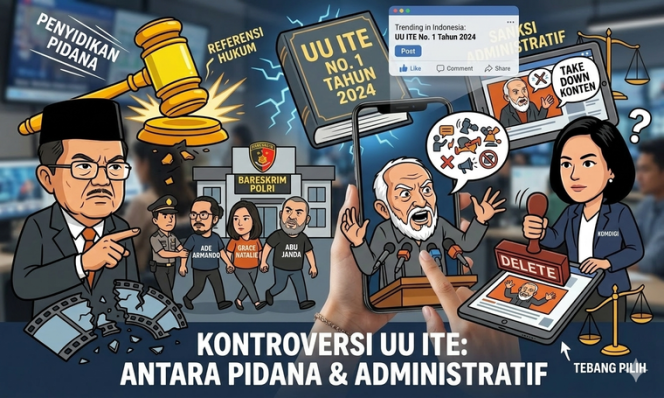 
 Kegaduhan UU ITE 2024: Antara Jeratan Pidana Video Jusuf Kalla dan Sanksi Administratif Amin Rais