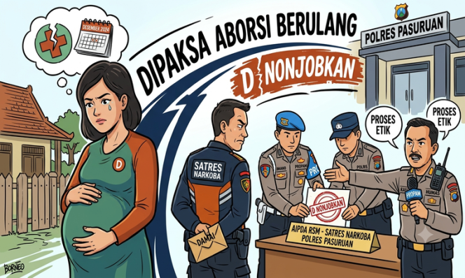 
 Diduga Paksa Istri Siri Aborsi, Oknum Anggota Satres Narkoba Polres Pasuruan Dinonjobkan